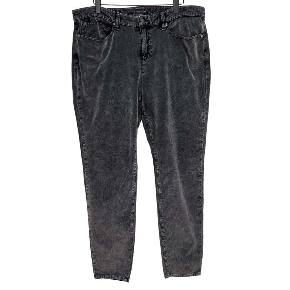 Eileen Fisher Grey Silver Velvet Skinny Pants Size 16